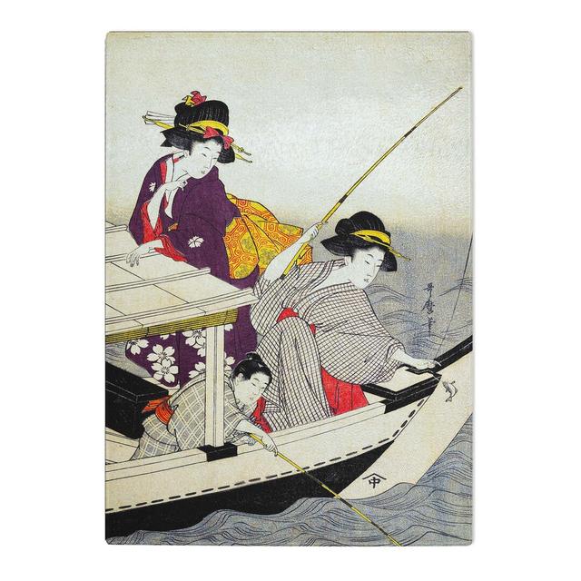 Tempered Glass Fishing by Kitagawa Utamaro Chopping Board East Urban Home Size: 28.5cm W x 20cm L on Productcaster.