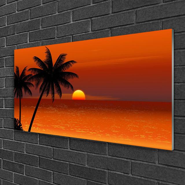 Palm Sea Sun Landscape - Unframed Photograph on Glass Bay Isle Home on Productcaster.