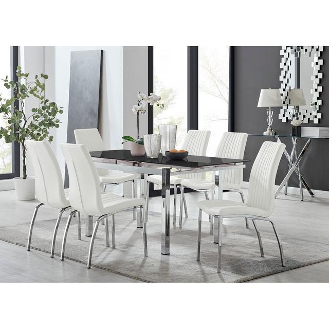 Eubanks Extendable Dining Set Canora Grey Chair Colour: White on Productcaster.