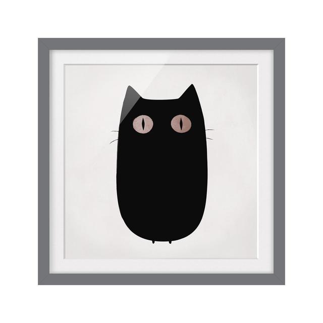 Black Cat Illustration - Picture Frame Graphic Art Rosalind Wheeler Frame Option: Grey Framed, Size: 50cm H x 50cm W x 2cm D on Productcaster.