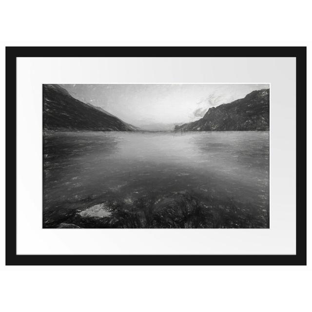 Gerahmter Fotodruck "Gardasee in Italien East Urban Home Matte Farbausführung: Weiß, Größe: 40 cm H x 55 cm B x 2,4 cm T on Productcaster.