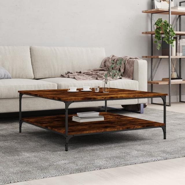 Adolfus 4 Legs Coffee Table with Storage Borough Wharf Colour: Smoked Oak, Size: 40cm H x 100cm W x 100cm D on Productcaster.