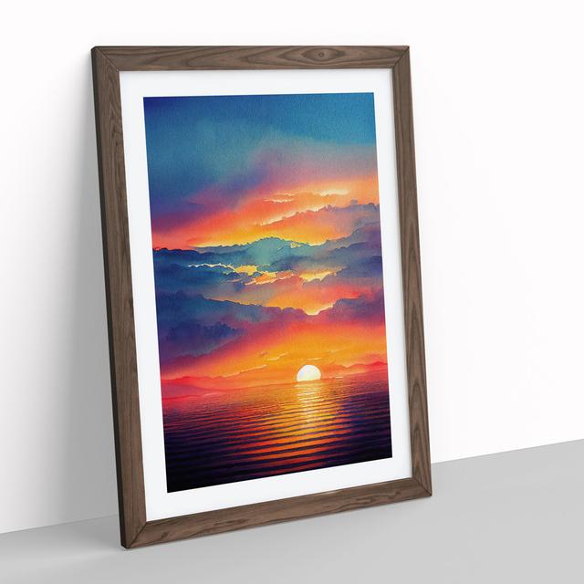 Distinguished Ocean Sunset Latitude Run Size: 64cm H x 46cm W x 2cm D, Frame Colour: Walnut on Productcaster.