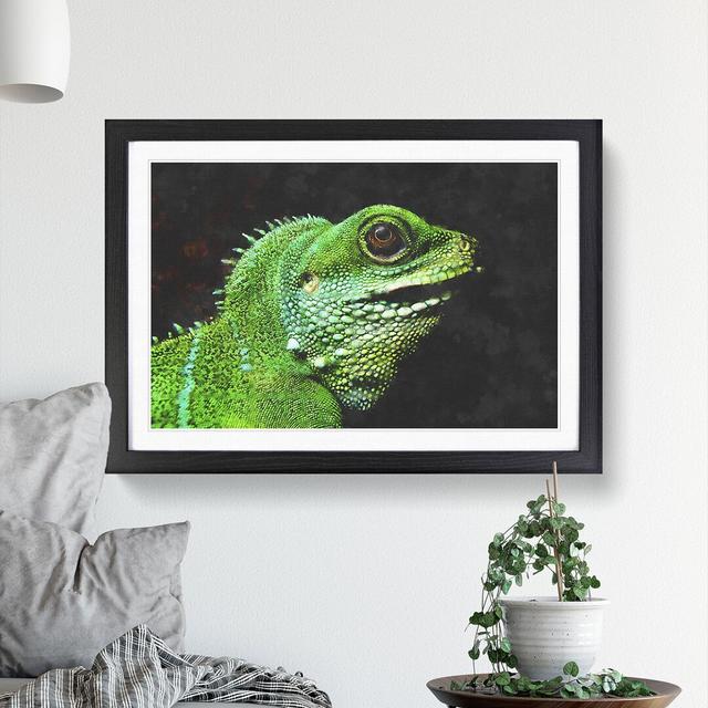 Iguana Lizard - Picture Frame Graphic Art East Urban Home Size: 48cm H x 65cm W x 2cm D, Frame Option: Black Framed on Productcaster.