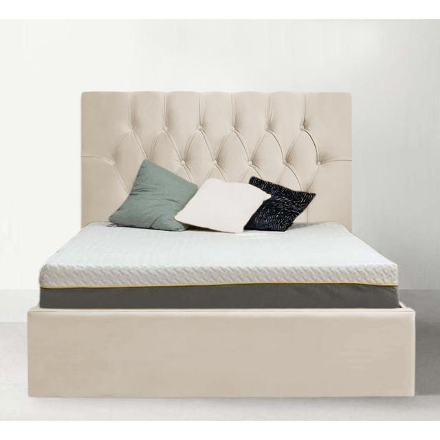 Azaliya Upholstered Bed Canora Grey Colour: Cream, Size: Super King (6') on Productcaster.