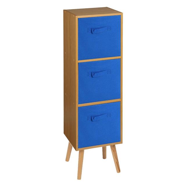 Corto Bookcase 17 Stories Colour: Beech/Dark Blue/Beech on Productcaster.