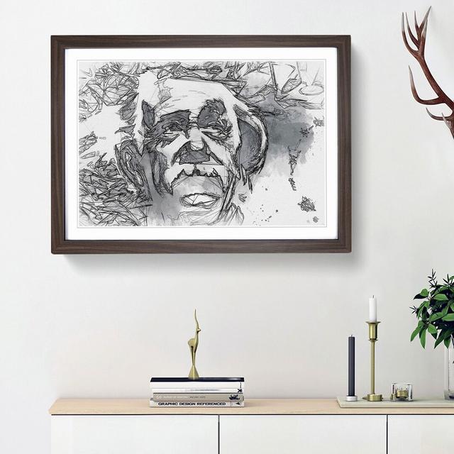 Albert Einstein Graffiti in Abstract - Picture Frame Drawing Print East Urban Home Size: 27cm H x 36cm W x 2cm D, Frame Option: Walnut Framed on Productcaster.