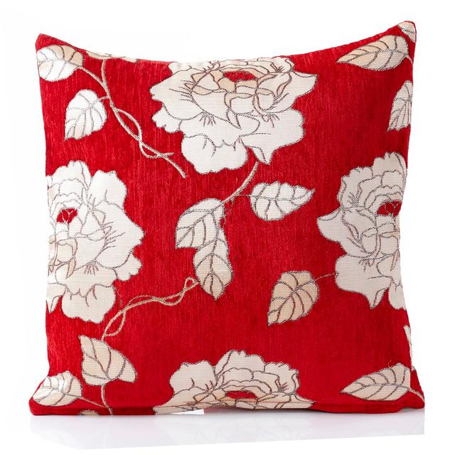 Piedmt Floral Square Throw Cushion August Grove Colour: Red, Size: 55cm H x 55cm W on Productcaster.