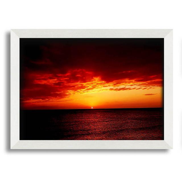 Red Night Fall Over Ocean Framed Print House of Hampton Size: 42cm H x 59.7cm W x 10cm D, Format: White Framed Paper on Productcaster.