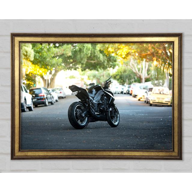 Motorbike On The Street - Single Picture Frame Art Prints Ebern Designs Size: 42cm H x 59.7cm W x 1.5cm D on Productcaster.