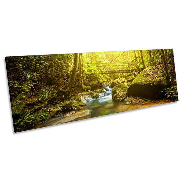 Green Forest River Bridge - Wrapped Canvas Panoramic Print Alpen Home Size: 30.48cm H x 91.44cm W x 2cm D on Productcaster.