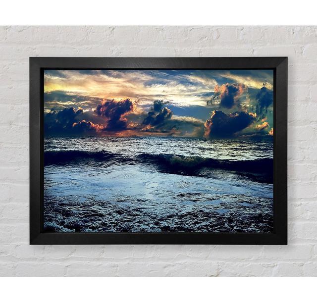 Dark Blue Sea Framed Print Highland Dunes Size: 59.7cm H x 84.1cm W on Productcaster.