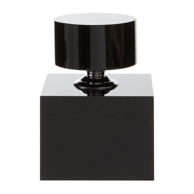 Carrie Black Finish Small Crystal Bottle Mercer41 Size: 14cm H x 10cm W x 10cm D, Colour: Black on Productcaster.