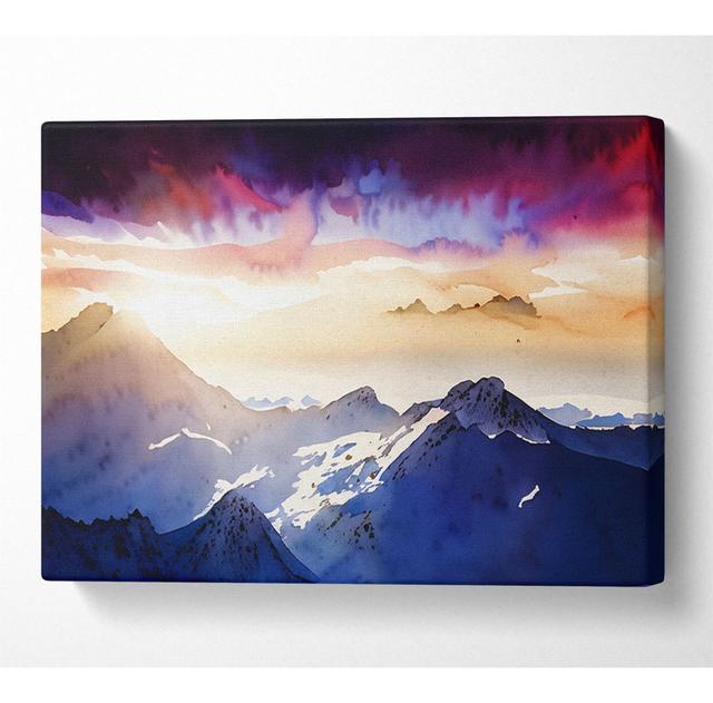 Snow Mountains 2 Canvas Watercolour House of Hampton Size: 35.6cm H x 50.8cm W x 10cm D on Productcaster.