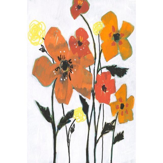 Hot Flowers I by Jennifer Goldberger - Wrapped Canvas Painting Print Rosalind Wheeler Size: 76cm H x 51cm W on Productcaster.