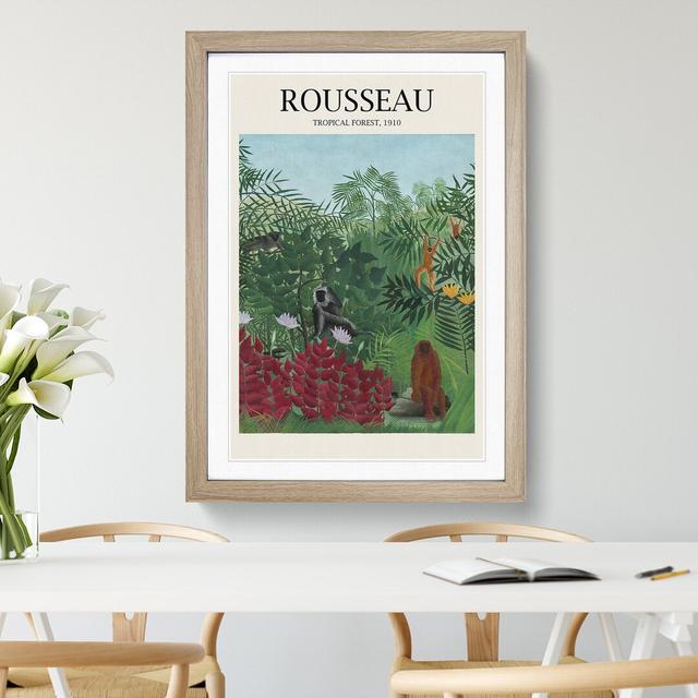 Tropical Forest with Monkeys by Henri Rousseau - Picture Frame Painting East Urban Home Size: 65cm H x 48cm W x 2cm D, Frame Option: Oak Framed on Productcaster.