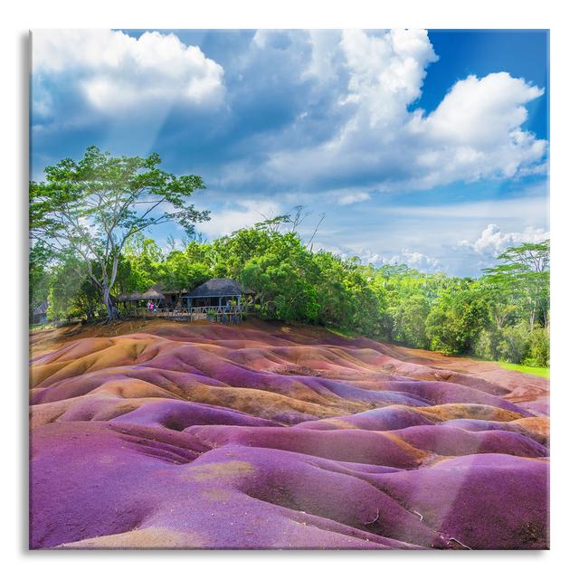 Seven-Coloured Earth At Chamarel In Mauritius - No Frame Print on Glass Ebern Designs Size: 70cm H x 70cm W x 0.4cm D on Productcaster.