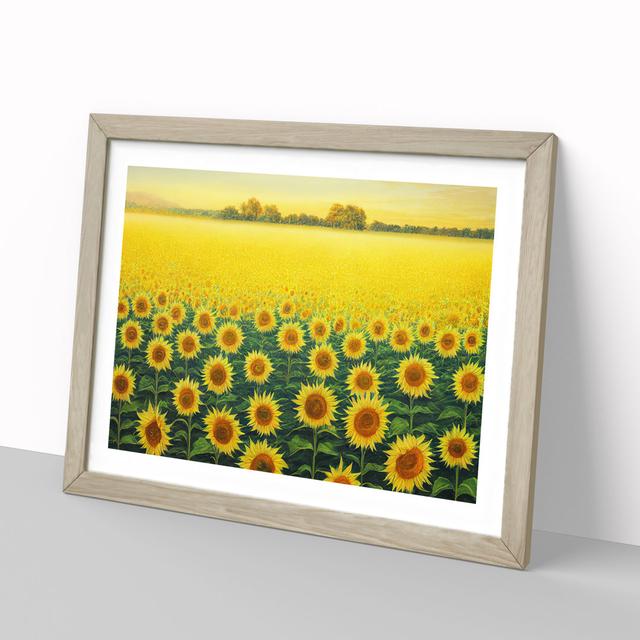 Mesmerising Sunflower Field - Picture Frame Painting Brambly Cottage Size: 46cm H x 64cm W x 2cm D, Frame Colour: Oak on Productcaster.