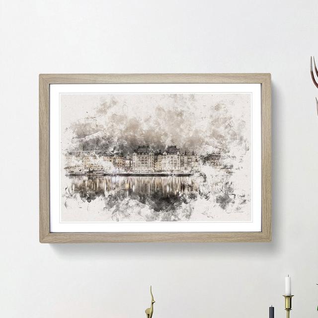 Reflection of Stockholm in Sweden - Picture Frame Painting Print East Urban Home Frame Option: Oak Framed, Size: 33cm H x 45cm W x 2cm D on Productcaster.