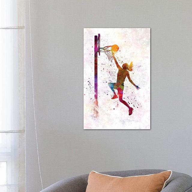 Young Woman Basketball Player In Watercolour IV by Paul Rommer - Wrapped Canvas Print Latitude Run Size: 66.04cm H x 45.72cm W x 1.91cm D on Productcaster.