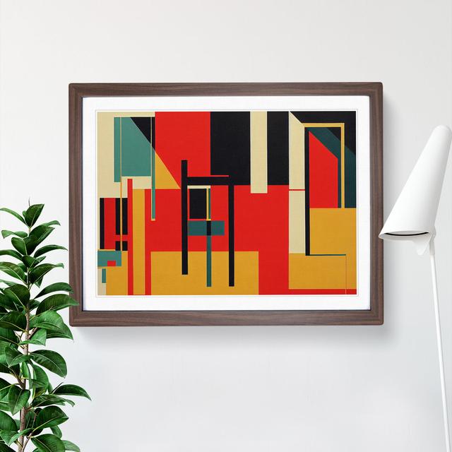 Bauhaus Vol.2 Abstract - Single Picture Frame Painting Metro Lane Size: 46cm H x 64cm W x 2cm D, Frame Colour: Walnut on Productcaster.