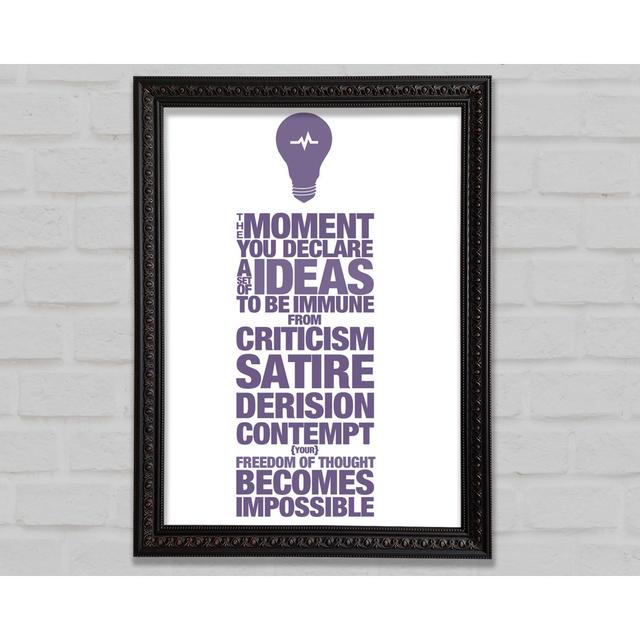 Motivational Quote Freedom Of Thought Lilac - Single Picture Frame Art Prints Bright Star Size: 42cm H x 29.7cm W on Productcaster.