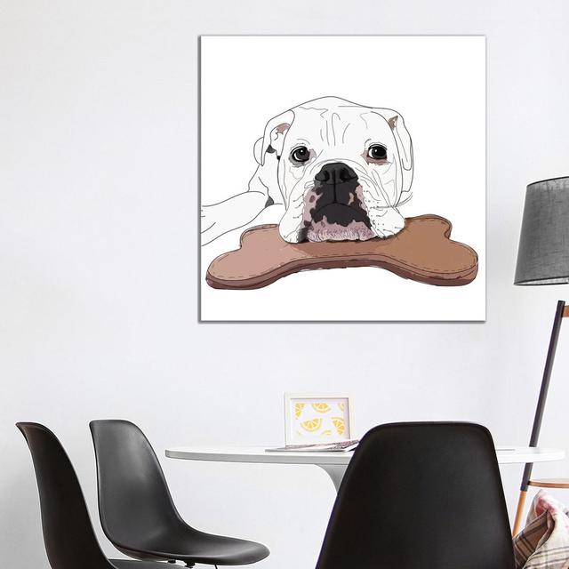 English Bulldog with Toy by Sketch and Paws - Wrapped Canvas Art Prints ClassicLiving Size: 93.98cm H x 93.98cm W x 1.91cm D on Productcaster.