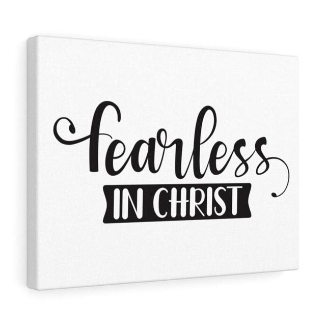 Fearless in Christ - Wrapped Canvas Typography Blue Elephant Size: 28cm H x 36cm W on Productcaster.