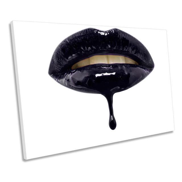 Fashion Lips Drip CANVAS WALL ART Framed Print Happy Larry Size: 91.4cm H x 137.2cm W x 4cm D on Productcaster.