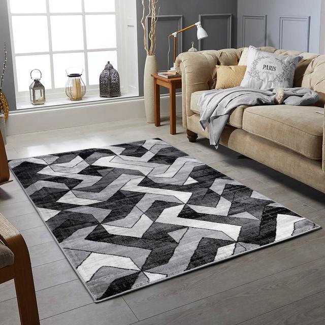 Cassio Dhurrie Grey/Black Rug 17 Stories Rug Size: Rectangle 200 x 290cm on Productcaster.