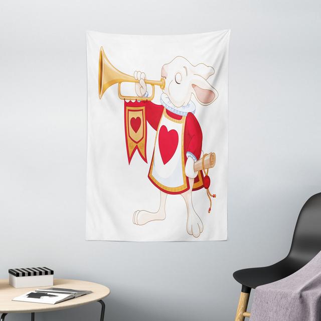 Wandbehang Rabbit Playing Royal Trumpet with Heart Design Animal Card East Urban Home Größe: 150 cm H x 100 cm B on Productcaster.