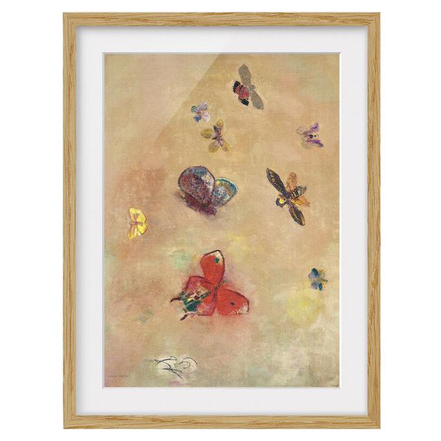 Colorful Butterflies - Picture Frame Painting August Grove Size: 70cm H x 50cm W x 2cm D, Frame Option: Brown Framed on Productcaster.