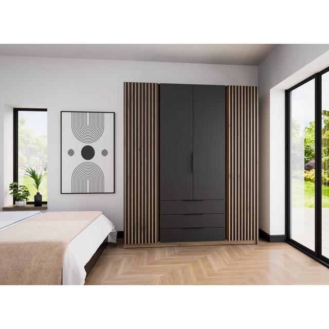 Bakhyt 4 Door Wardrobe Brayden Studio Finish: Evoke Oak/Grey on Productcaster.