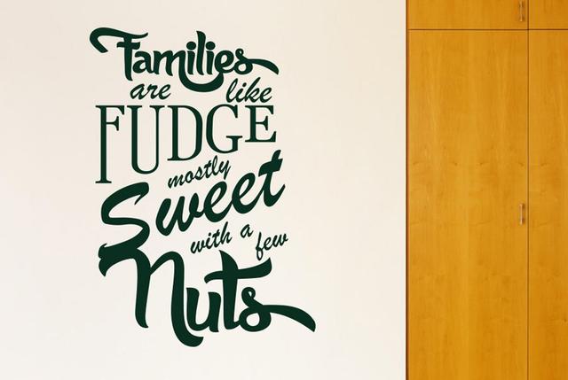 Families Are Like Fudge Mostly Sweet With A Few Nuts Wall Sticker Maturi Colour: Dark Green, Size: Medium on Productcaster.