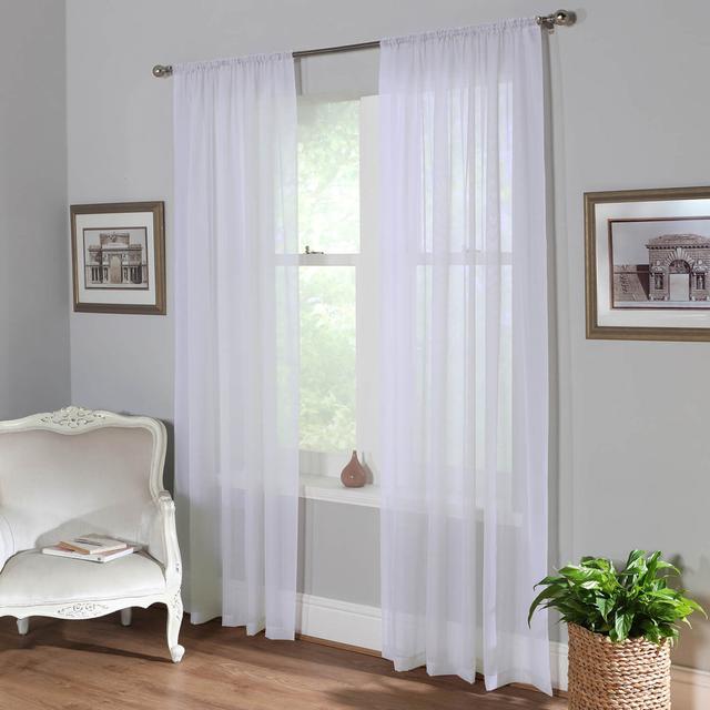 Alayjiah Sheer Slot Top Panel Pair 17 Stories Curtain Colour: White, Panel Size: 149" W x 137" L on Productcaster.