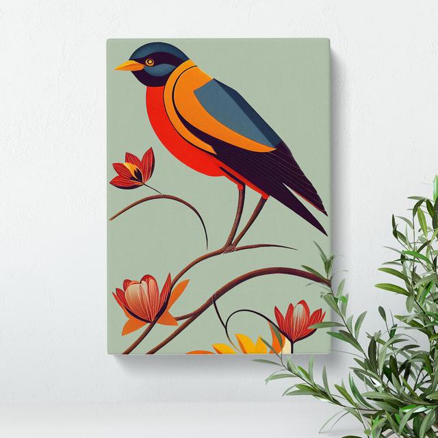 XC1022-1373X Cheerful Bird - Wrapped Canvas Graphic Art Marlow Home Co. Size: 50cm H x 35cm W x 3cm D on Productcaster.