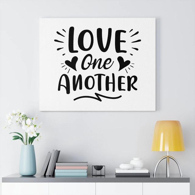 Love One Another - Wrapped Canvas Print Blue Elephant Size: 28cm H x 36cm W on Productcaster.