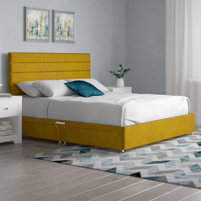 Ikin Divan Bed Base 17 Stories Size: Super King (6'), Colour: Gold, Storage Type: 2 Drawers Same Side on Productcaster.