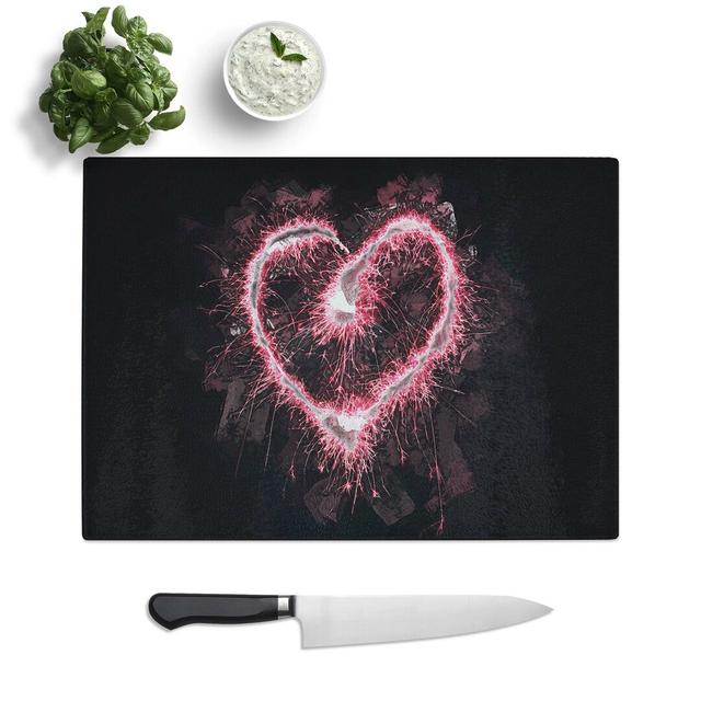 Tempered Glass Spark of Love Chopping Board East Urban Home Size: 39 cm W x 28.5 cm L on Productcaster.