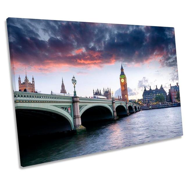 Big Ben London City Skyline Picture CANVAS WALL ART Print Ebern Designs Size: 91.4cm H x 137.2cm W on Productcaster.