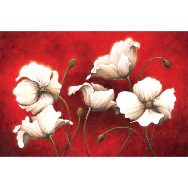 White on Red Flowers - Wrapped Canvas Art Prints ClassicLiving Size: 61cm H x 91cm W on Productcaster.