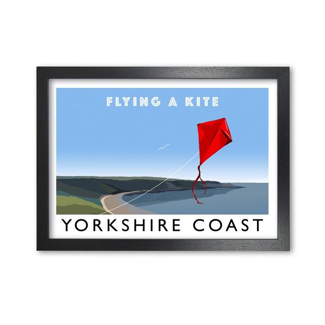 Flying a Kite Yorkshire Coast by Richard O'Neill - Picture Frame Graphic Art Print on Paper 17 Stories Size: 30cm H x 42cm W, Frame Options: Black on Productcaster.