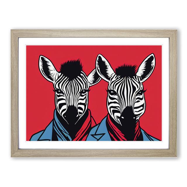 The Two Zebras Abstract Maturi Size: 34cm H x 46cm W x 2cm D, Frame Colour: Oak Framed on Productcaster.