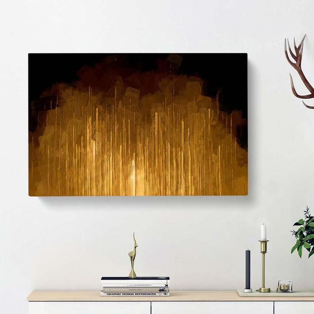 Golden Rise in Abstract - Wrapped Canvas Painting Print East Urban Home Size: 35cm H x 50cm W x 3cm D on Productcaster.