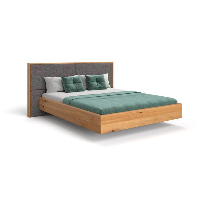 Luxuriöses Premiumbett aus massivem Eichenholz Ocallaghan Alpen Home Größe: 200 x 220 cm, Farbe: Grau on Productcaster.