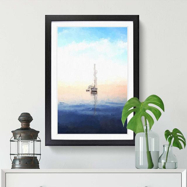 Lone Sailboat in Abstract - Picture Frame Graphic Art Print East Urban Home Frame Option: Black, Size: 50cm H x 35cm W x 2cm D on Productcaster.