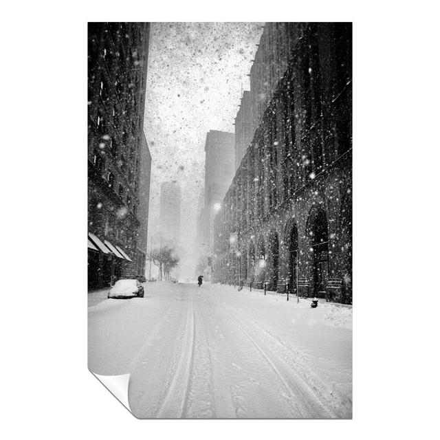 Panther Print Fine Art Prints Black & White New York Street In Snow Blizzard Artistic Unframed Poster, Pictures For Home Walls, Bedroom, Living Room & on Productcaster.