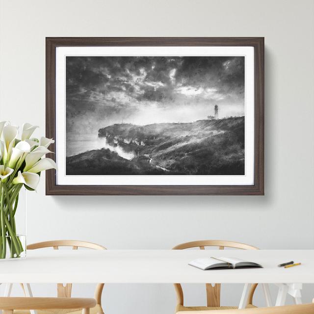 Moody Lighthouse and Seascape - Picture Frame Painting Print East Urban Home Frame Option: Walnut Framed, Size: 62cm H x 87cm W x 2cm D on Productcaster.