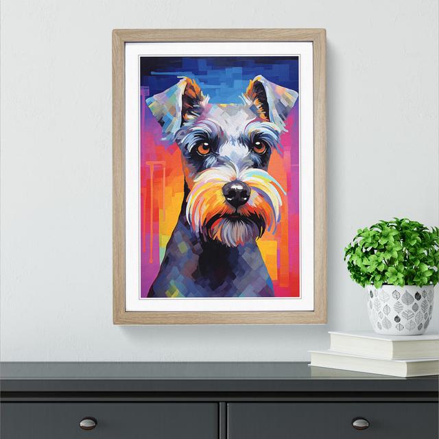 Schnauzer Futurism - Single Picture Frame Print on Wood Marlow Home Co. Format: Oak Framed, Size: 34cm H x 25cm W x 2cm D on Productcaster.