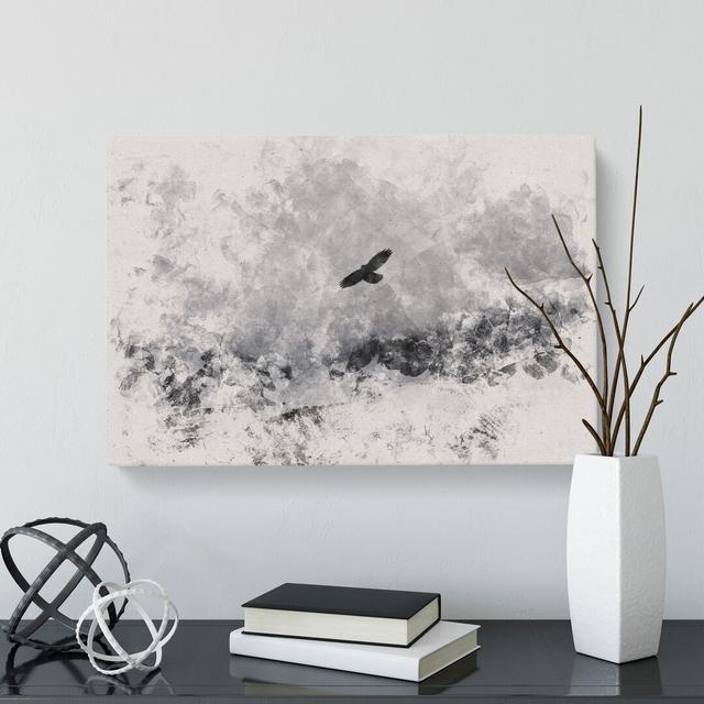 Bird Flying over Mountains - Wrapped Canvas Painting East Urban Home Size: 50cm H x 76cm W x 3cm D on Productcaster.